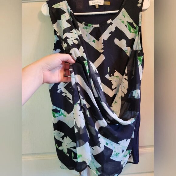 Calvin Klein Draped Front Sleeveless Blouse - Picture 2 of 4